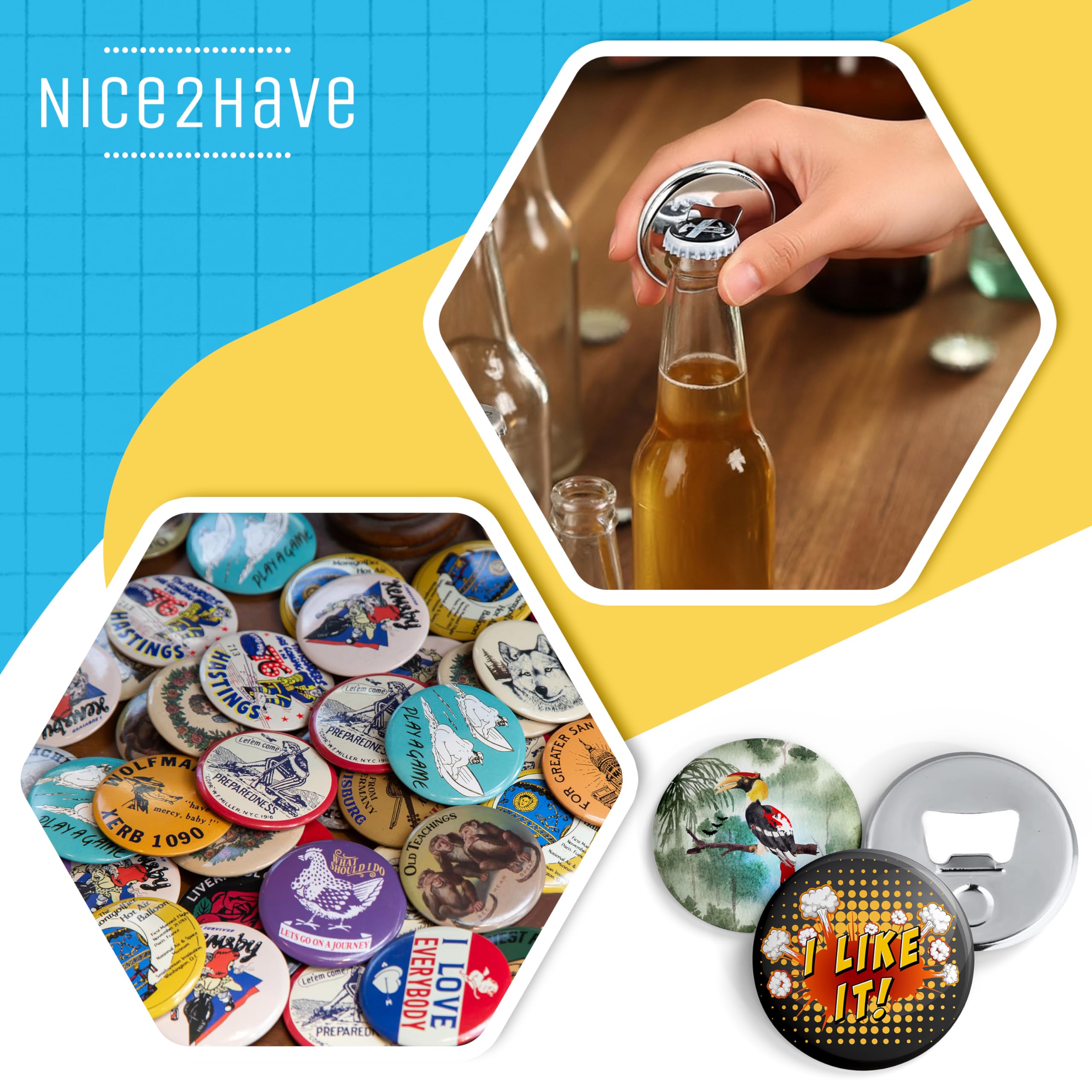 Amazon.com: Nice2Have 25 Sets of Bottle Opener Buttons 2.25 inch
